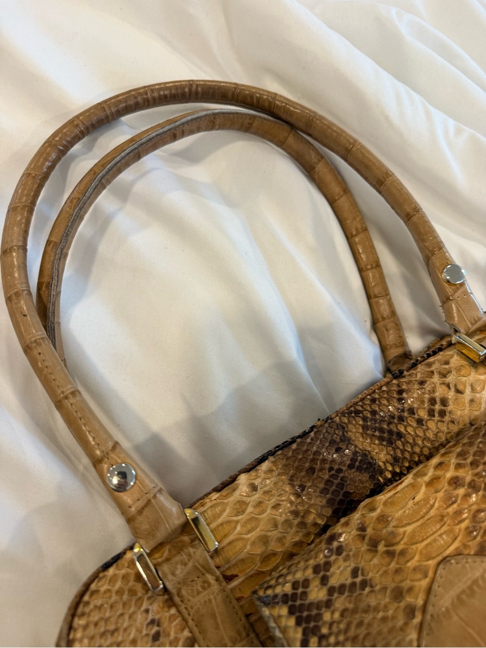 Vintage Colombetti Milano Snakeskin imprint Satchel – Italian Luxury Handbag - Picture 9 of 12
